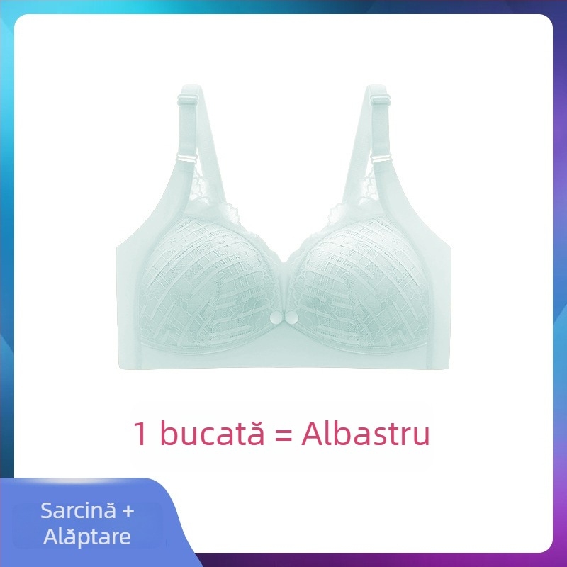 Sutien de alăptare dantelat pentru sarcină și lactație, cupe ușor modelate, fără sârmă, bretele fixe duble, căptușeală din viscose 70-80%