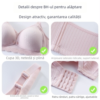 Sutien pentru alăptare cu închidere frontală, cupe modelate subțiri, căptușeală din bumbac, material principal din nailon, fără inel metalic