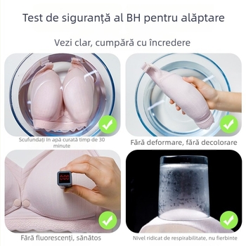 Sutien pentru alăptare cu închidere frontală, cupe modelate subțiri, căptușeală din bumbac, material principal din nailon, fără inel metalic