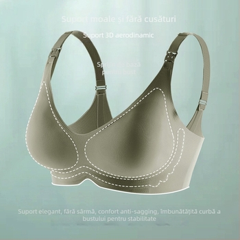 Sutien de alăptare pentru sarcină – material principal nylon, căptușeală din spandex (30–50%), cupe modelate cu vârf subțire în sus și bază mai groasă, închidere la spate cu trei rânduri de carlige, bretele fixe dublu, design dintr-o bucată