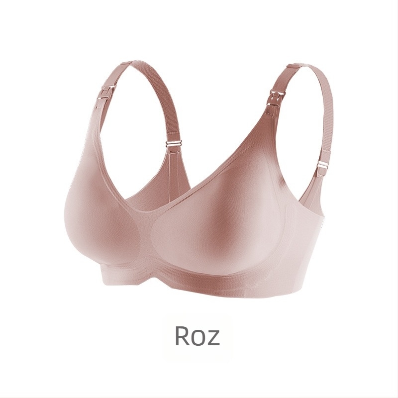 Sutien de alăptare pentru sarcină – material principal nylon, căptușeală din spandex (30–50%), cupe modelate cu vârf subțire în sus și bază mai groasă, închidere la spate cu trei rânduri de carlige, bretele fixe dublu, design dintr-o bucată