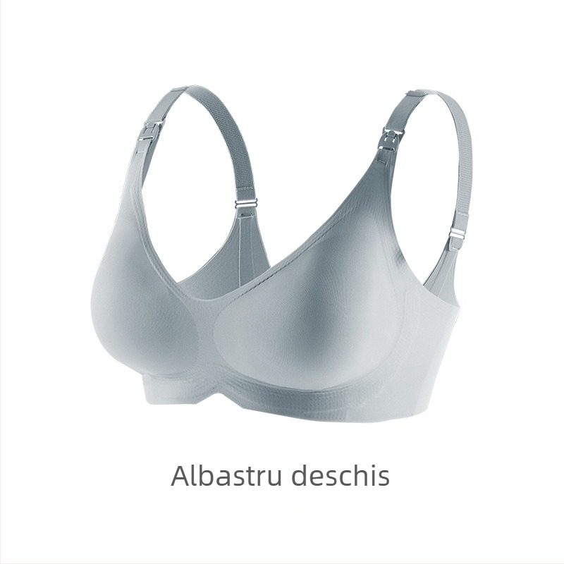 Sutien de alăptare pentru sarcină – material principal nylon, căptușeală din spandex (30–50%), cupe modelate cu vârf subțire în sus și bază mai groasă, închidere la spate cu trei rânduri de carlige, bretele fixe dublu, design dintr-o bucată