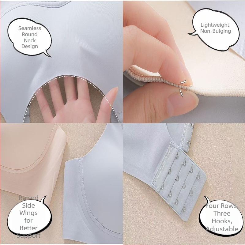 Sutien de alăptare postpartum, cu material principal din bumbac, căptușeală din nylon, cupe subțiri modelate, fără inel de oțel, închidere în spate cu trei rânduri de nasturi