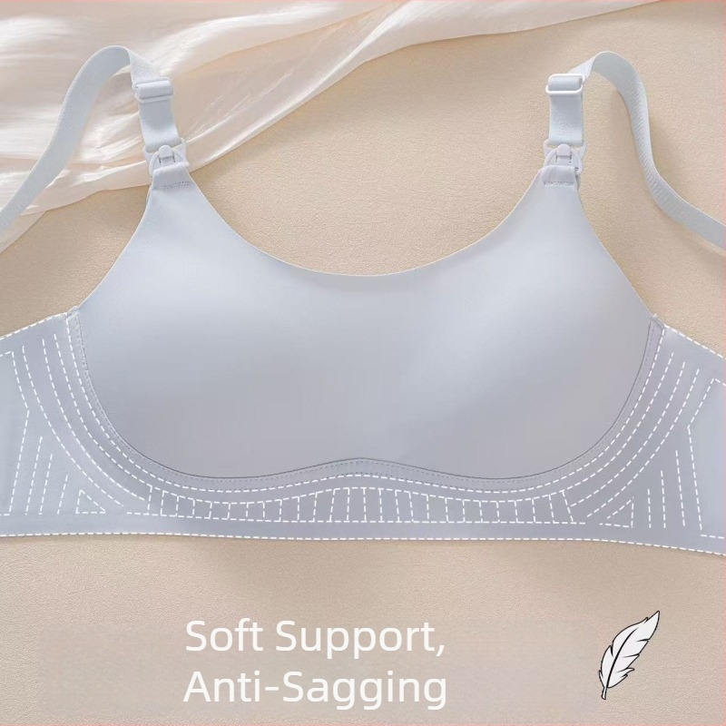 Sutien de alăptare postpartum, cu material principal din bumbac, căptușeală din nylon, cupe subțiri modelate, fără inel de oțel, închidere în spate cu trei rânduri de nasturi