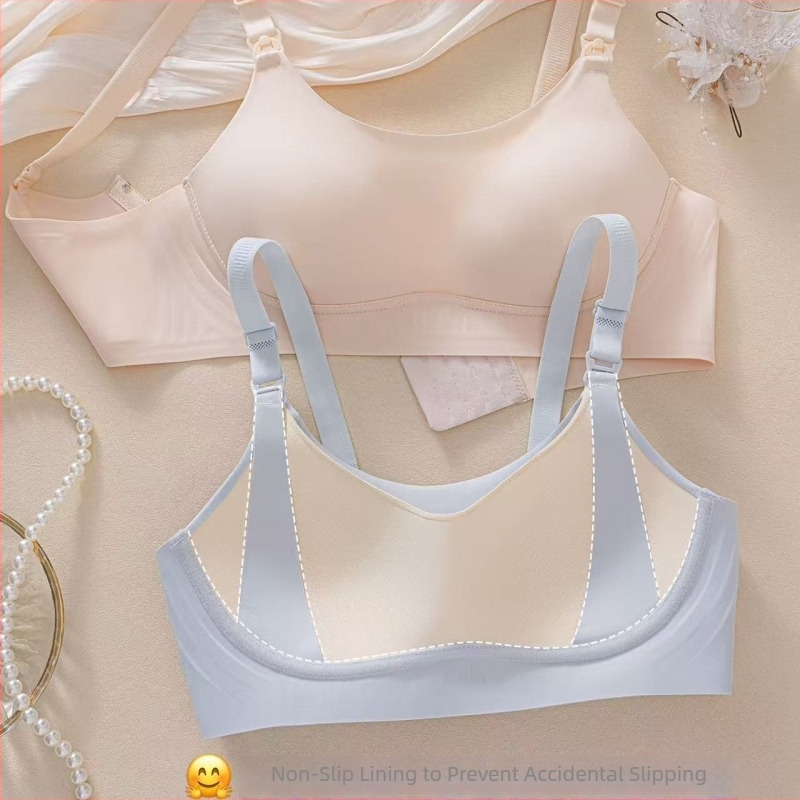 Sutien de alăptare postpartum, cu material principal din bumbac, căptușeală din nylon, cupe subțiri modelate, fără inel de oțel, închidere în spate cu trei rânduri de nasturi