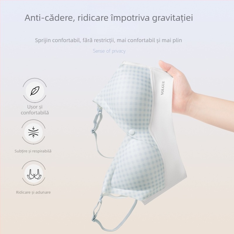 Sutien de maternitate pentru alăptare cu bretele fixe, cupe modelate subțiri, închidere la spate cu trei rânduri de cârlige, nailon cu căptușeală de spandex sub 30%, panouri laterale late pentru evitarea revărsării