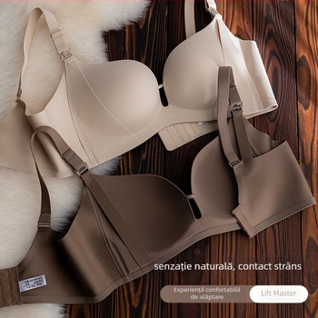 Sutien de alăptare pentru sarcină, cupe modelate subțiri, material Spandex, închidere pe spate cu trei rânduri de cârlige, bretele fixe în dublu