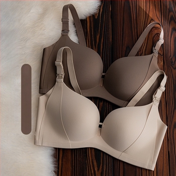 Sutien de alăptare pentru sarcină, cupe modelate subțiri, material Spandex, închidere pe spate cu trei rânduri de cârlige, bretele fixe în dublu