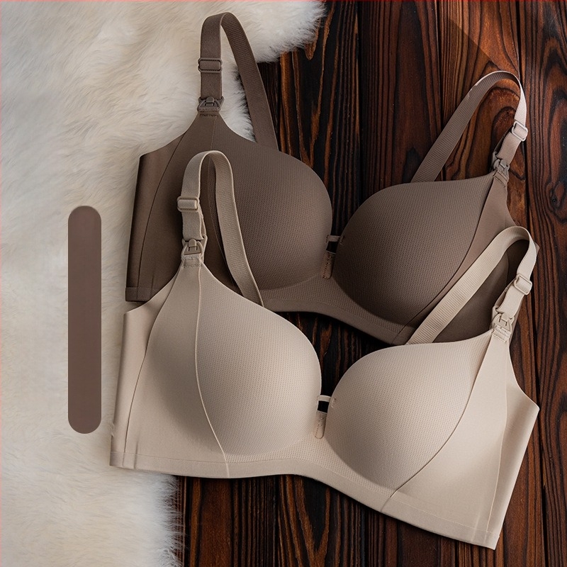 Sutien de alăptare pentru sarcină, cupe modelate subțiri, material Spandex, închidere pe spate cu trei rânduri de cârlige, bretele fixe în dublu