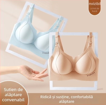 Sutien de alăptare pentru sarcină: antibacterian 10A, push-up, anti-cădere, dual-use după naștere | Material principal: nailon; Captuseala: nailon; Cupe: subțiri modelate; Bretele: fixate; Închidere: spate patru rânduri cârlig-oc