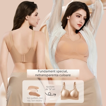 Sutien de alăptare pentru sarcină: antibacterian 10A, push-up, anti-cădere, dual-use după naștere | Material principal: nailon; Captuseala: nailon; Cupe: subțiri modelate; Bretele: fixate; Închidere: spate patru rânduri cârlig-oc