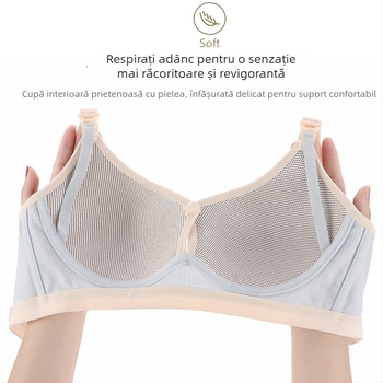 Sutien de alăptare fără sârmă, cu închidere frontală, respirabil, cupe modelate subțiri, cu închidere în spate cu patru rânduri de cârlige