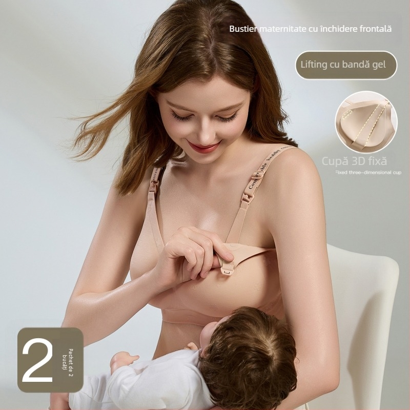 Sutien de maternitate și alăptare pentru ridicare și susținere, pentru alăptare postnatală, material nylon, căptușeală nylon 50–70%, cupe subțiri modelate, bretele fixe, închidere spate cu patru rânduri de carlige