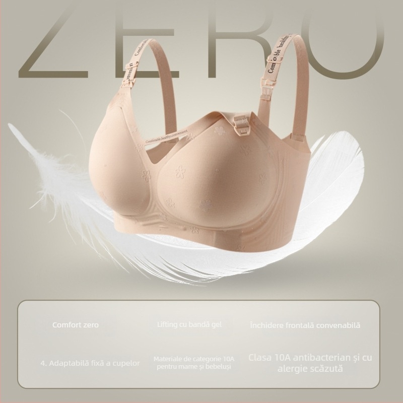 Sutien de maternitate și alăptare pentru ridicare și susținere, pentru alăptare postnatală, material nylon, căptușeală nylon 50–70%, cupe subțiri modelate, bretele fixe, închidere spate cu patru rânduri de carlige