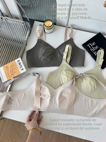 Sutien de alăptare pentru femei însărcinate, cupe subțiri modelate, material Modal, căptușeală 30–50% Spandex, bretele fixe în dublu, fără arc, design cu urechi de iepure