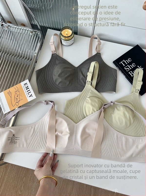 Sutien de alăptare pentru femei însărcinate, cupe subțiri modelate, material Modal, căptușeală 30–50% Spandex, bretele fixe în dublu, fără arc, design cu urechi de iepure