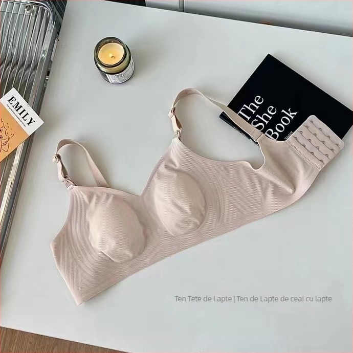 Sutien de alăptare pentru femei însărcinate, cupe subțiri modelate, material Modal, căptușeală 30–50% Spandex, bretele fixe în dublu, fără arc, design cu urechi de iepure