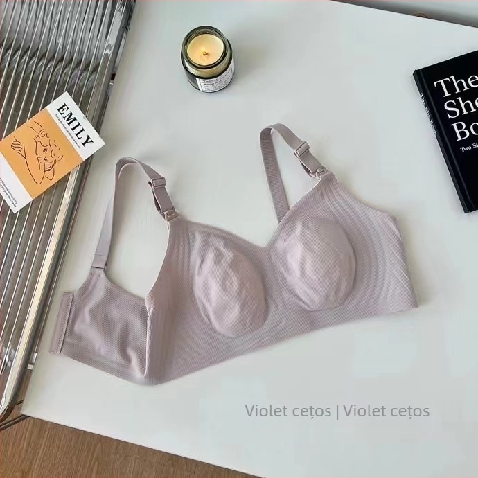 Sutien de alăptare pentru femei însărcinate, cupe subțiri modelate, material Modal, căptușeală 30–50% Spandex, bretele fixe în dublu, fără arc, design cu urechi de iepure