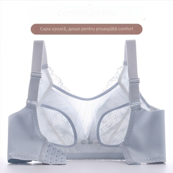 Sutien de alăptare pentru maternitate, din dantelă, fără arc, fără cusături, cupe subțiri modelate, închidere la spate cu patru rânduri