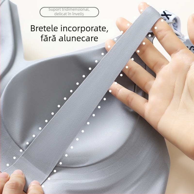 Sutien de alăptare pentru sarcină, material antibacterian 7A, fără sârmă metalică, cupă completă, bretele detașabile, închidere la spate cu patru rânduri