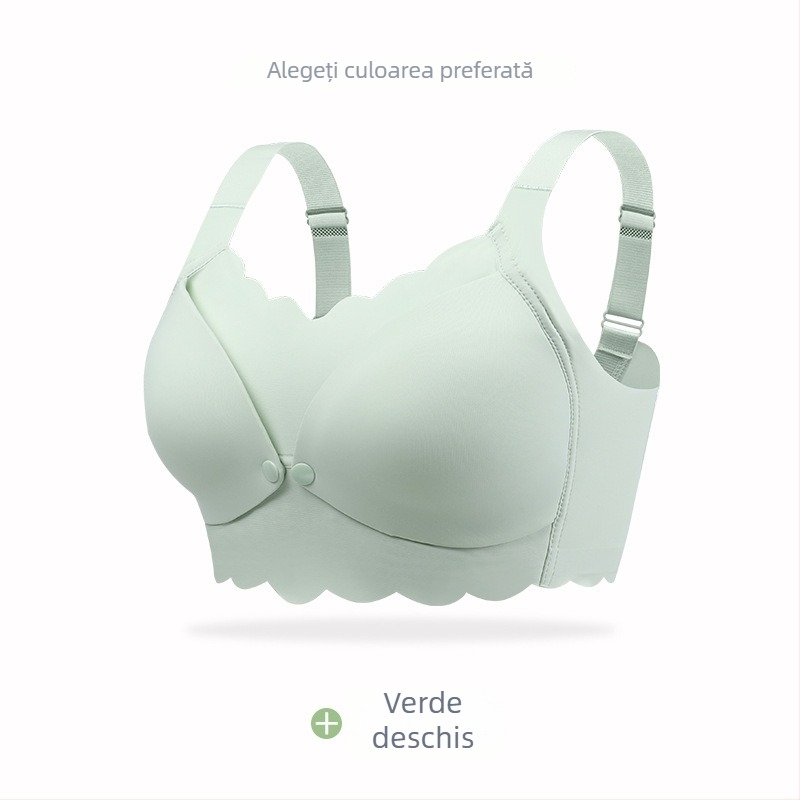 Sutien de alăptare pentru mame, cupe subțiri, închidere frontală, fără sârmă, pentru toate etapele sarcinii și alăptării — material nylon, căptușeală 100% poliester, bretele fixe, spate cu patru rânduri de cârlige