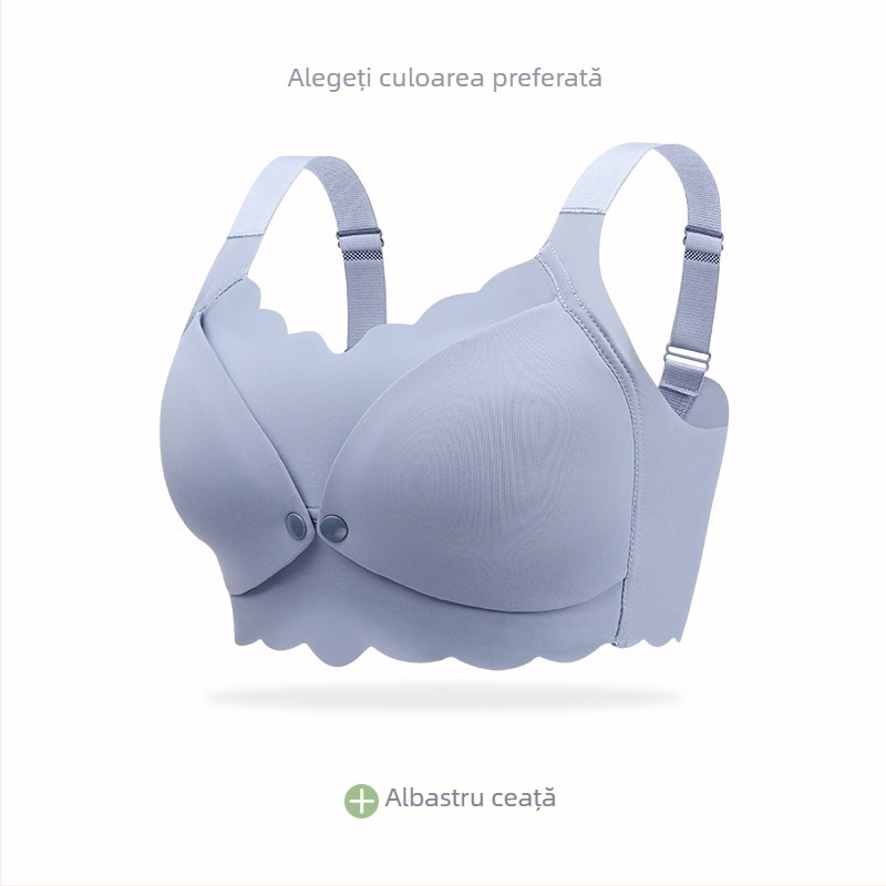 Sutien de alăptare pentru mame, cupe subțiri, închidere frontală, fără sârmă, pentru toate etapele sarcinii și alăptării — material nylon, căptușeală 100% poliester, bretele fixe, spate cu patru rânduri de cârlige