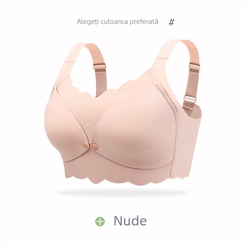Sutien de alăptare pentru mame, cupe subțiri, închidere frontală, fără sârmă, pentru toate etapele sarcinii și alăptării — material nylon, căptușeală 100% poliester, bretele fixe, spate cu patru rânduri de cârlige