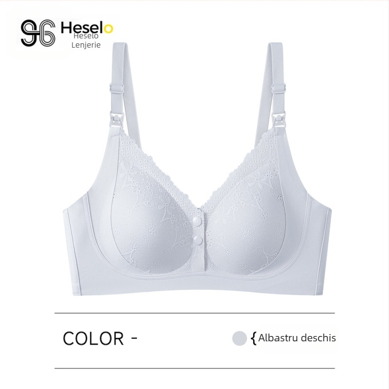 Sutien de alăptare din dantelă, nailon, cupe subțiri, bretele fixe, închidere cu patru rânduri la spate