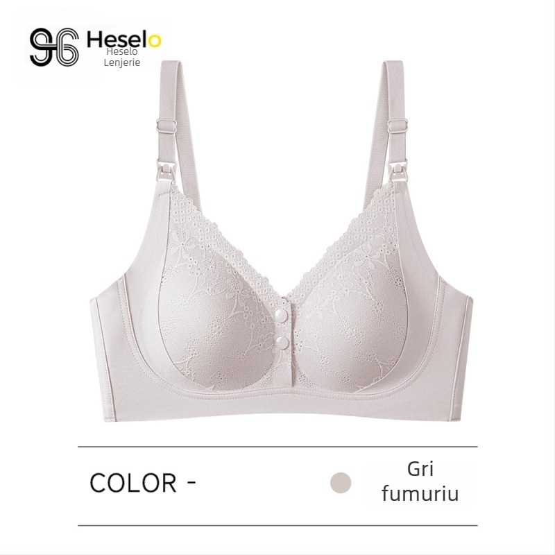 Sutien de alăptare din dantelă, nailon, cupe subțiri, bretele fixe, închidere cu patru rânduri la spate