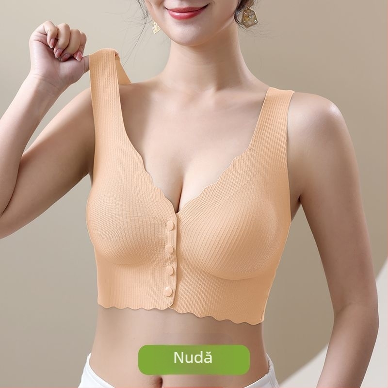  Sutien de alăptare pentru sarcină și postpartum, închidere frontală, cupe subțiri preformate, fără arc, material din nailon cu căptușeală de spandex (80–90%), potrivit pentru toate stadiile.