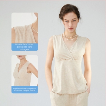 Set de alăptare și maternitate: top fără mâneci și șorturi, fibre de bambus 50–70%, respirabil, loungewear de vară în stil Nordic