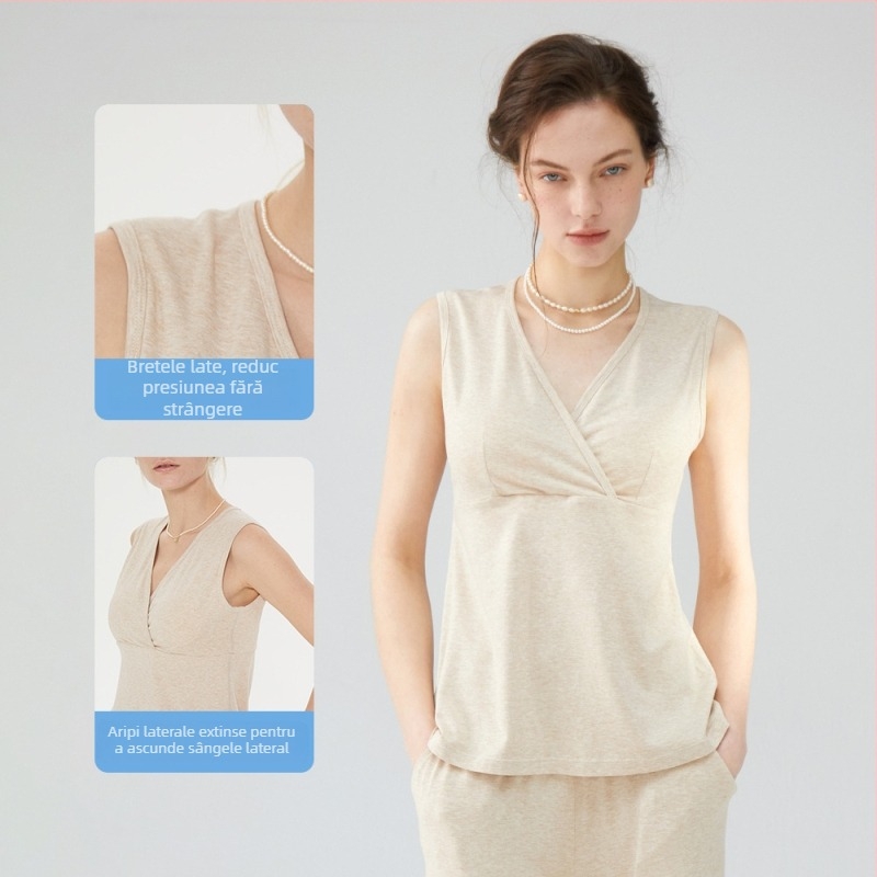 Set de alăptare și maternitate: top fără mâneci și șorturi, fibre de bambus 50–70%, respirabil, loungewear de vară în stil Nordic