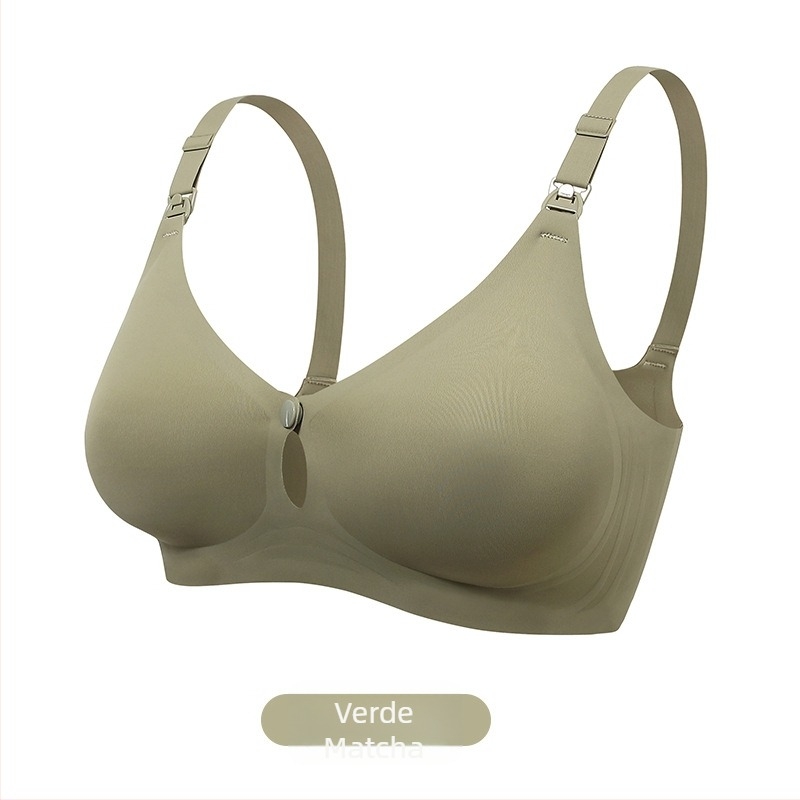Sutien de alăptare pentru lactație și sarcină, cu bretele fixe duble, cupe modelate subțiri, închidere la spate cu patru rânduri de cârlige, material nylon