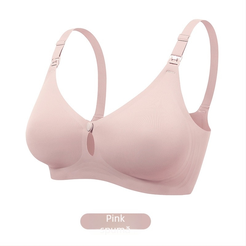 Sutien de alăptare pentru lactație și sarcină, cu bretele fixe duble, cupe modelate subțiri, închidere la spate cu patru rânduri de cârlige, material nylon