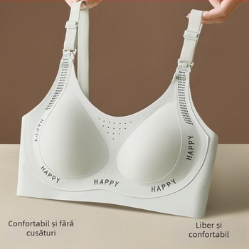 Sutien matern pentru alăptare – fără cusături, design dintr-o bucată, cupe subțiri, fără arcuri metalice, închidere la spate cu patru rânduri de clipsuri, material principal: nailon; căptușeală: spandex 50–70%