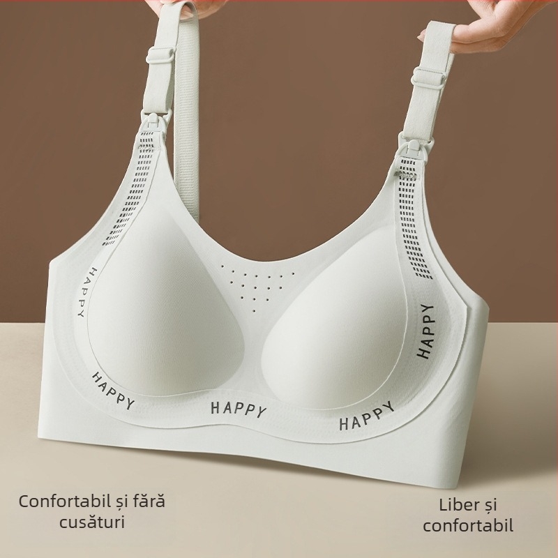 Sutien matern pentru alăptare – fără cusături, design dintr-o bucată, cupe subțiri, fără arcuri metalice, închidere la spate cu patru rânduri de clipsuri, material principal: nailon; căptușeală: spandex 50–70%
