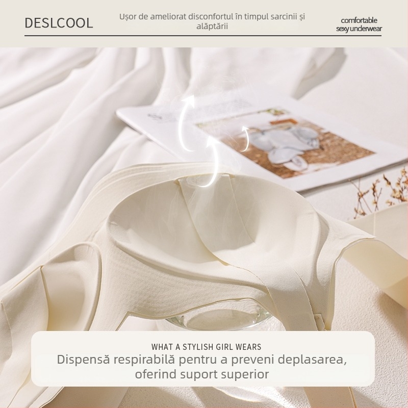 Sutien matern pentru alăptare – fără cusături, design dintr-o bucată, cupe subțiri, fără arcuri metalice, închidere la spate cu patru rânduri de clipsuri, material principal: nailon; căptușeală: spandex 50–70%