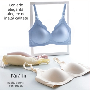 Sutien matern pentru alăptare cupe fine modelate, căptușeală din nailon 50–70%, bretele fixe în perechi, fără arc, închidere din spate cu trei rânduri de cârlige, potrivit pentru întreaga sarcină și alăptare