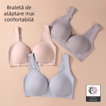 Sutien de alăptat cupe preformate, funcție de lactație, închidere în spate cu patru rânduri de cârlige, material nylon, bretele fixe