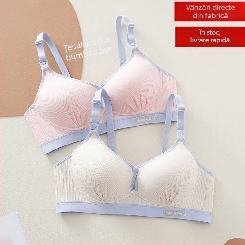 Sutien de alăptare din bumbac, cupe modelate, susținere anti-cădere, respirabil
