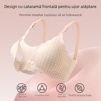Sutien de maternitate pentru alăptare, anti-cădere, cu push-up, pentru alăptare postpartum, închidere pe spate cu patru rânduri de cârlige și ochi