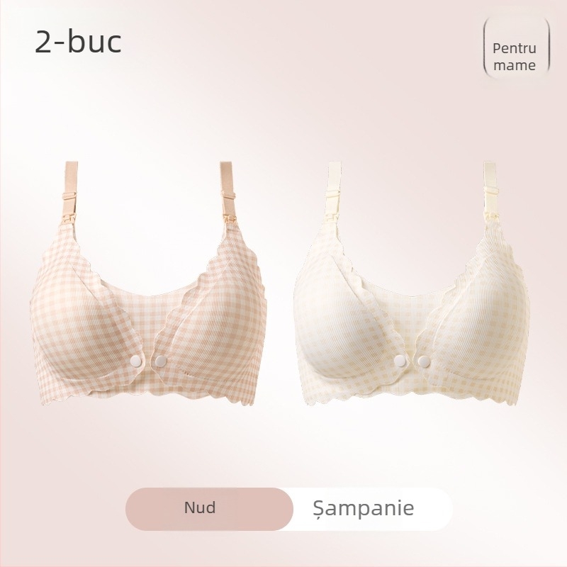 Sutien de maternitate pentru alăptare, anti-cădere, cu push-up, pentru alăptare postpartum, închidere pe spate cu patru rânduri de cârlige și ochi