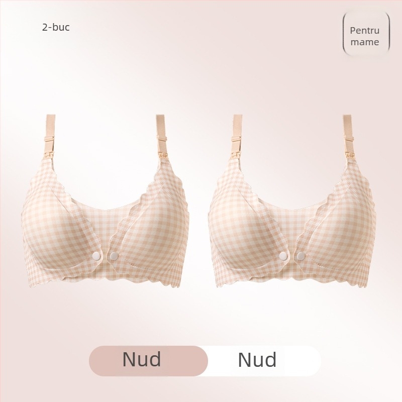 Sutien de maternitate pentru alăptare, anti-cădere, cu push-up, pentru alăptare postpartum, închidere pe spate cu patru rânduri de cârlige și ochi