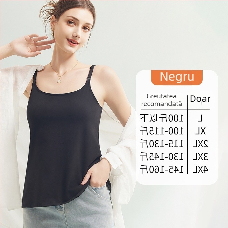 Top de alăptare cu bretele pentru femei însărcinate, 100% bumbac, potrivit pentru toate sezoanele, țesătură cu greutate medie (141–160 g/m²)