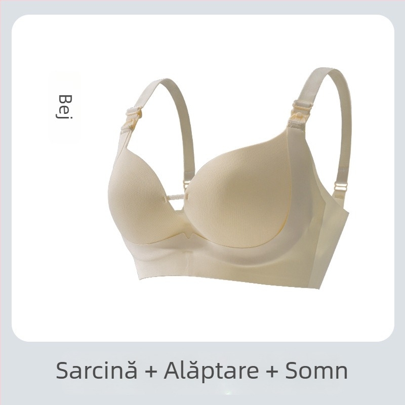 Sutien de alăptare pentru vară — țesătură Spandex, căptușeală 80–90% poliester, bretele fixe duble, cupe subțiri modelate, fără inel metalic