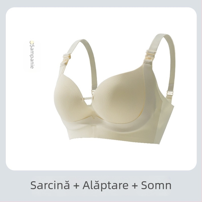 Sutien de alăptare pentru vară — țesătură Spandex, căptușeală 80–90% poliester, bretele fixe duble, cupe subțiri modelate, fără inel metalic