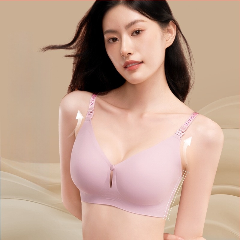 Sutien de alăptare cu bretele detașabile duble, cupe subțiri modelate, nylon material și căptușeală nylon, patru rânduri de închizături la spate