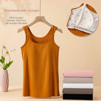Top de alăptare pentru sarcină și postpartum, fără mâneci, cu căptușeală de fleece, din viscoză, pentru iarnă