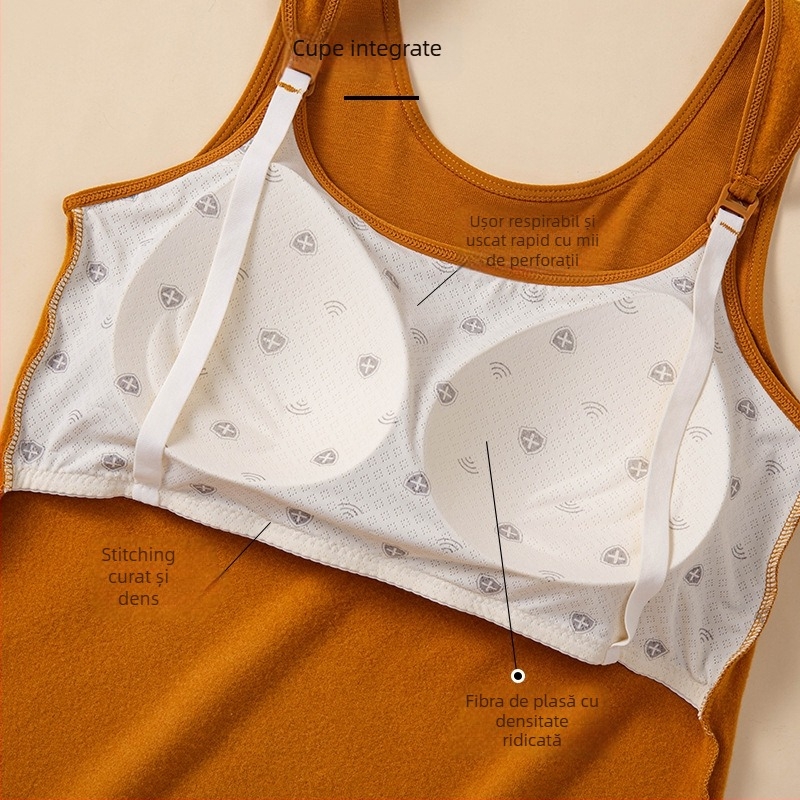 Top de alăptare pentru sarcină și postpartum, fără mâneci, cu căptușeală de fleece, din viscoză, pentru iarnă