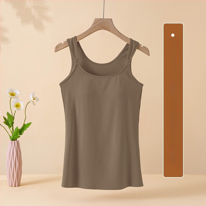 Top de alăptare pentru sarcină și postpartum, fără mâneci, cu căptușeală de fleece, din viscoză, pentru iarnă